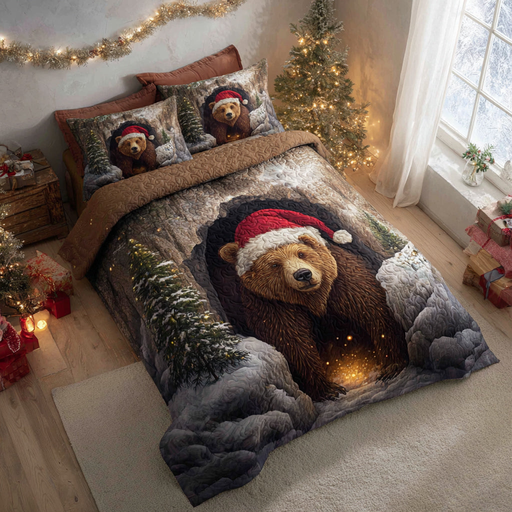 Den Bear Nap 3-Piece Quilted Bedding Set NCU0HH1403