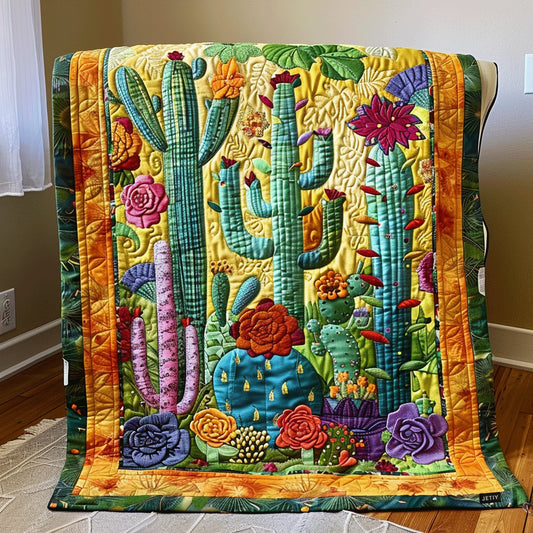 Desert Cactus Blooms Quilted Blanket NCU0PD027