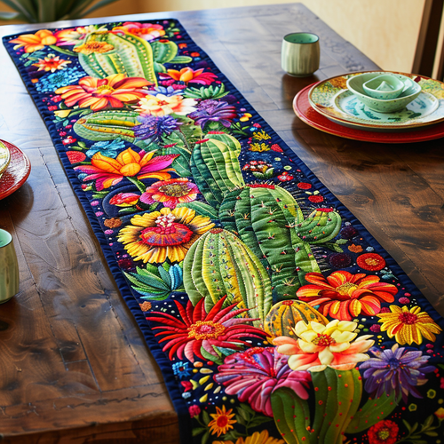 Desert Bloom Cactus Quilted Table Runner NCU0PD122