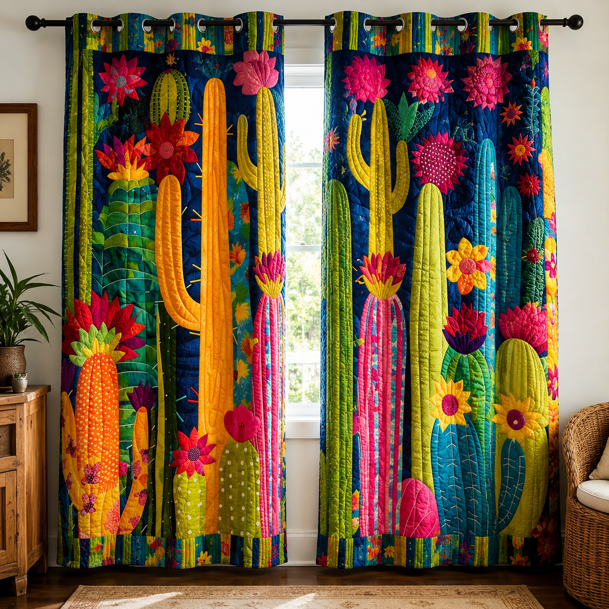 Desert Flora Fiesta Quilted Curtains NCU0DV340
