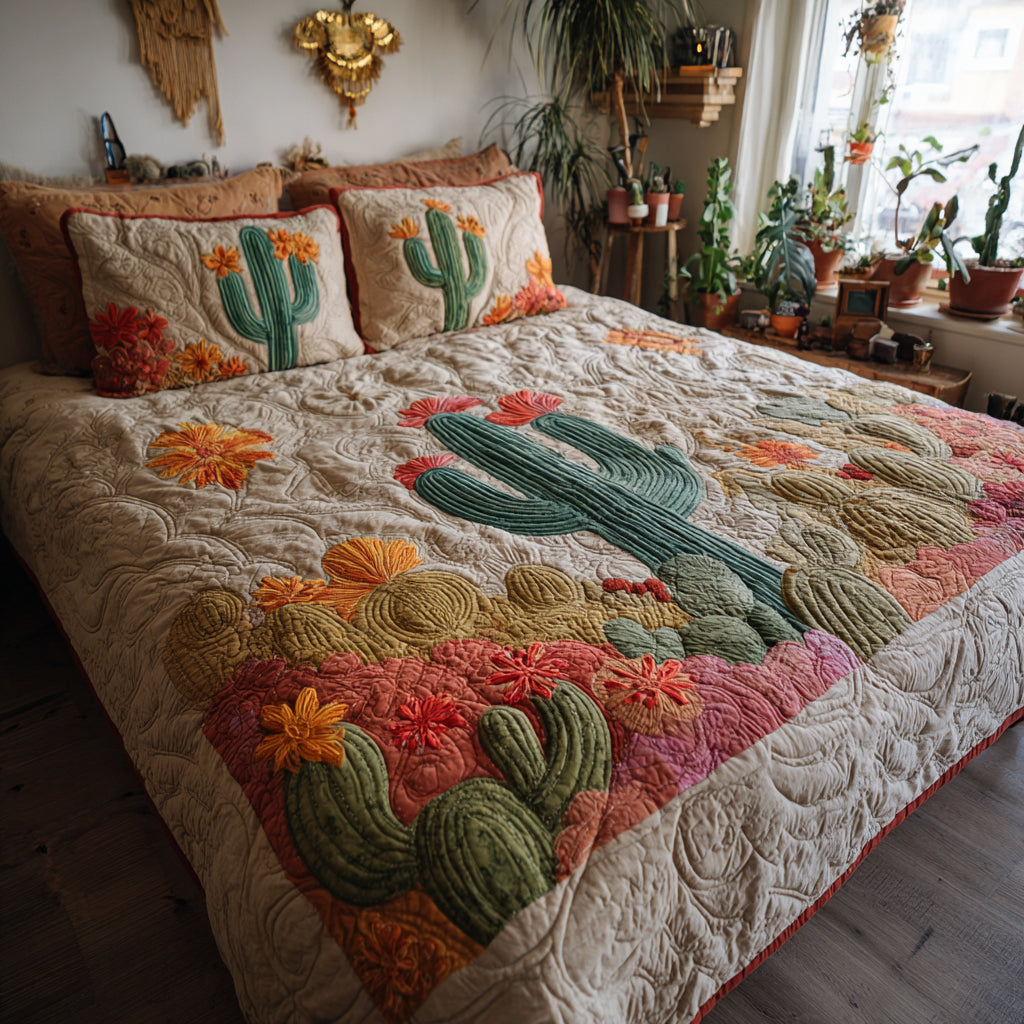 Desert Bloom 3-Piece Quilted Bedding Set NCU0DV8813