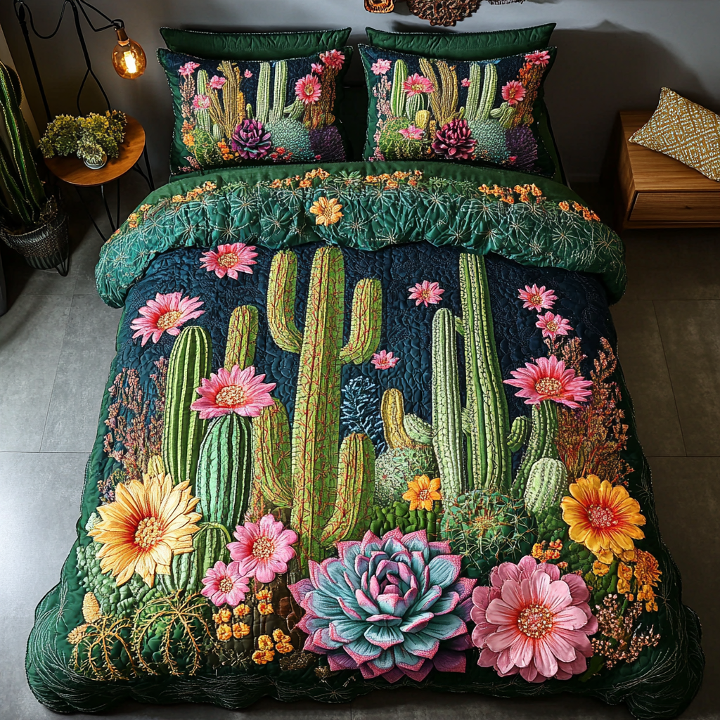 Desert Bloom Harmony 3-Piece Quilted Bedding Set NCU0VL1247