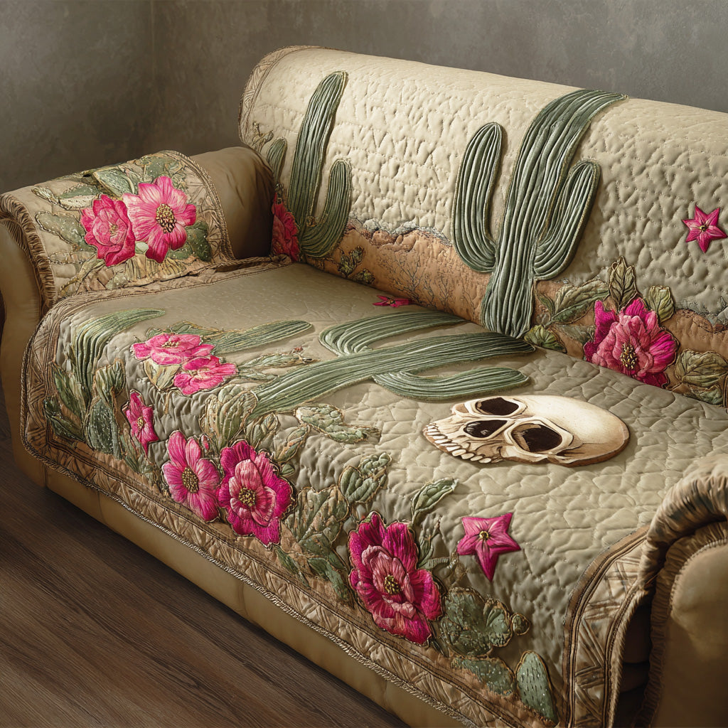 Desert Bone Bloom Quilted Sofa Cover NCU0TD1404