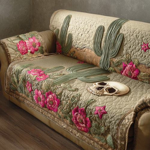 Desert Bone Bloom Quilted Sofa Cover NCU0TD1404