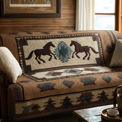 Desert Brown Wild Harmony Quilted Sofa Cover NCU0NT11938