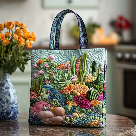 Desert Cactus Bloom Quilted Tote Bag NCU0NT8820