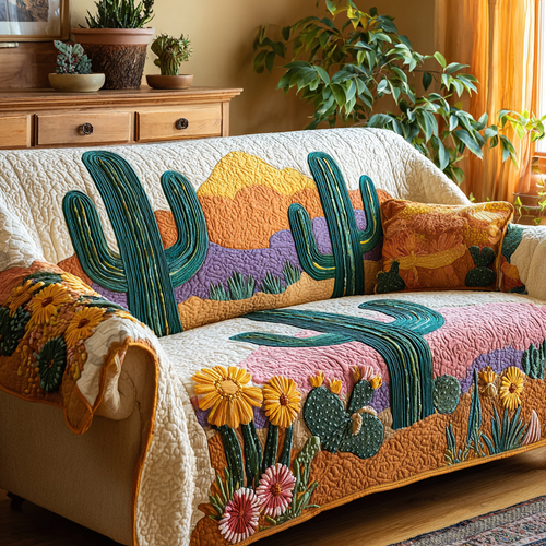 Desert Cactus Quilted Sofa Cover NCU0DK10843