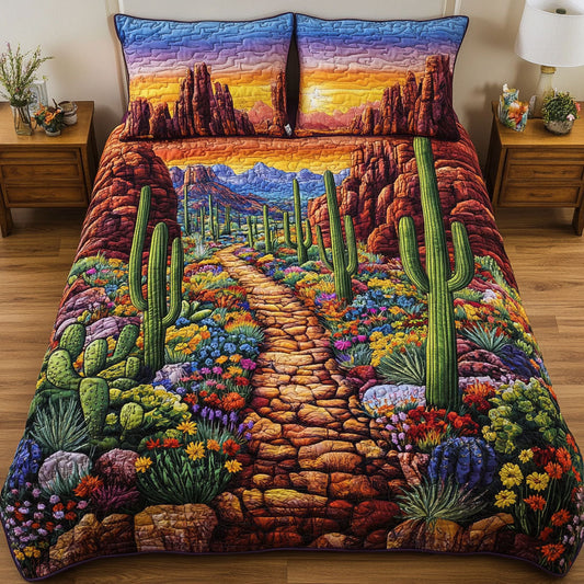Desert Cactus Trail 3-Piece Quilted Bedding Set NCU0NT5201