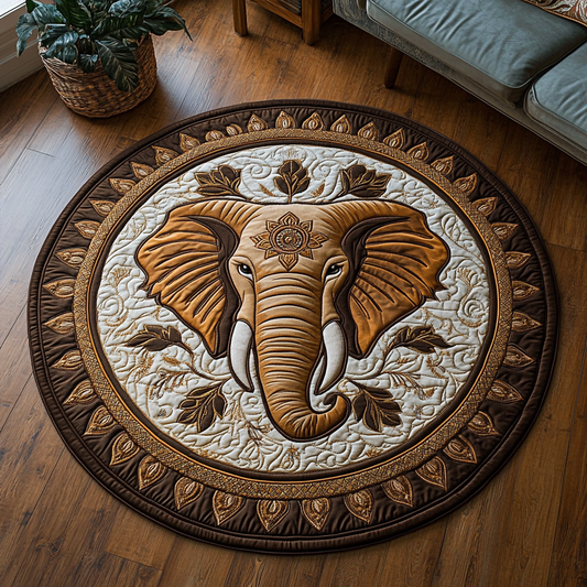 Desert Elephant Quilted Round Mat NCU0DK9649
