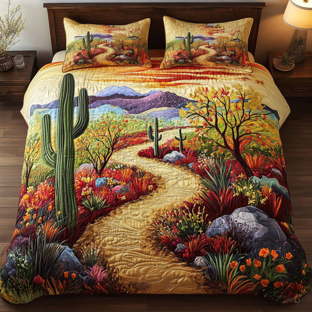 Desert Flora Journey 3-Piece Quilted Bedding Set NCU0NT5202