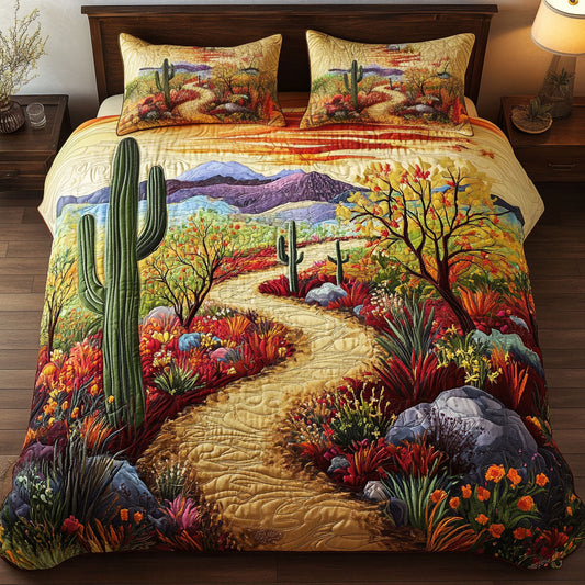 Desert Flora Journey 3-Piece Quilted Bedding Set NCU0NT5202