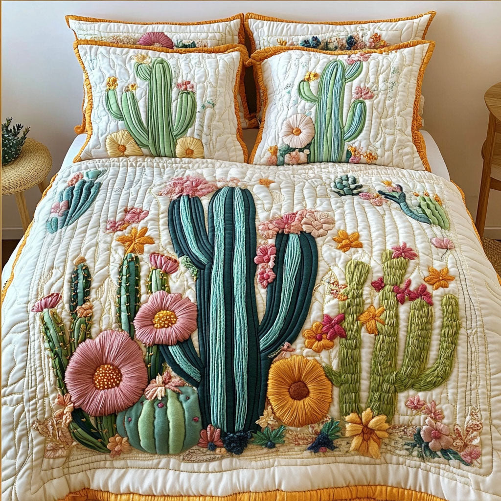 Desert Flowers 3-Piece Quilted Bedding Set NCU0NT2990