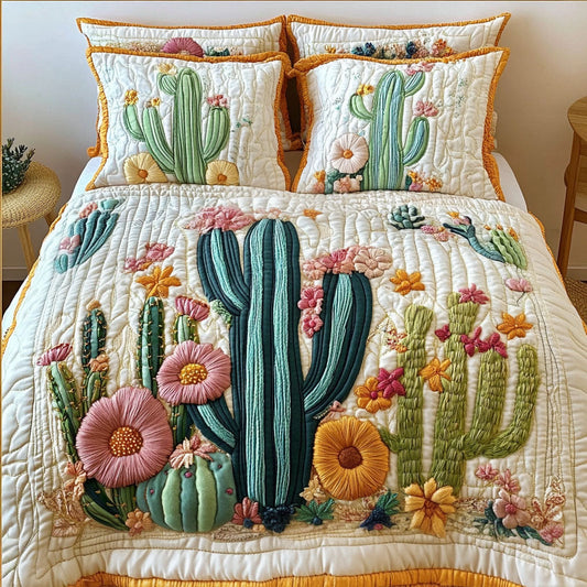 Desert Flowers 3-Piece Quilted Bedding Set NCU0NT2990
