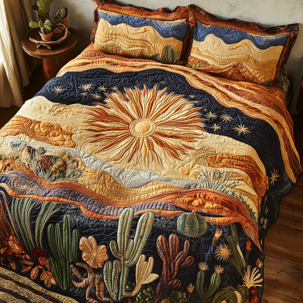 Desert Glow 3-Piece Quilted Bedding Set NCU0VH3027