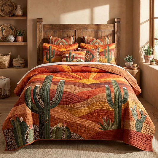 Desert Gold Horizon 3-Piece Quilted Bedding Set NCU0PT11759