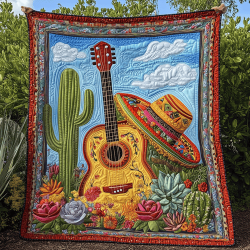 Desert Guitar Dreams Quilted Blanket NCU0TH2386