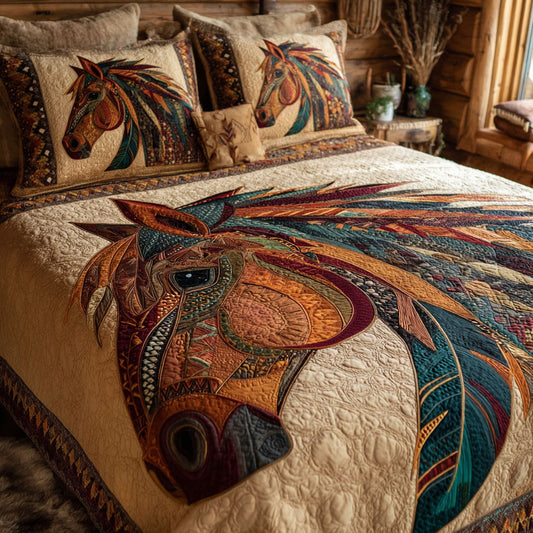Desert Horse 3-Piece Quilted Bedding Set NCU0DK12272