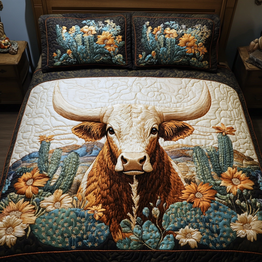Desert Longhorn 3-Piece Quilted Bedding Set NCU0VH5188