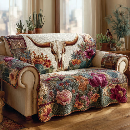Desert Longhorn Spirit Quilted Sofa Cover NCU0HH1650