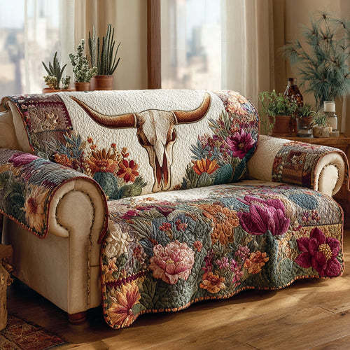 Desert Longhorn Spirit Quilted Sofa Cover NCU0HH1650