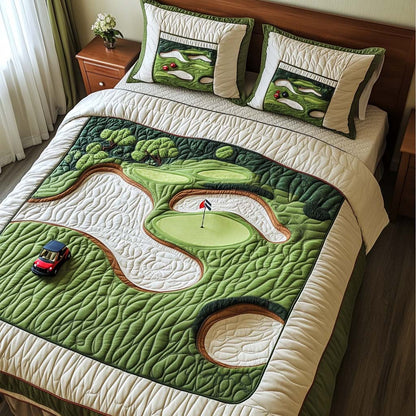 Desert Mirage Golf Course 3-Piece Quilted Bedding Set NCU0NT7603