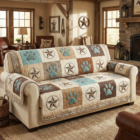 Desert Pawprint Quilted Sofa Cover NCU0TV1964