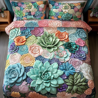 Desert Rose 3-Piece Quilted Bedding Set NCU0DK5797