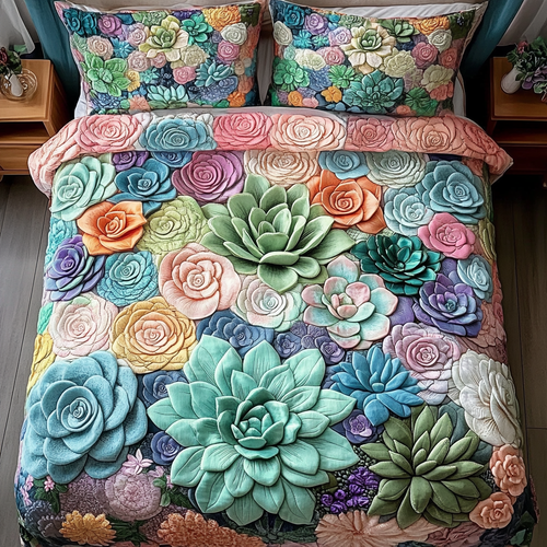Desert Rose 3-Piece Quilted Bedding Set NCU0DK5797