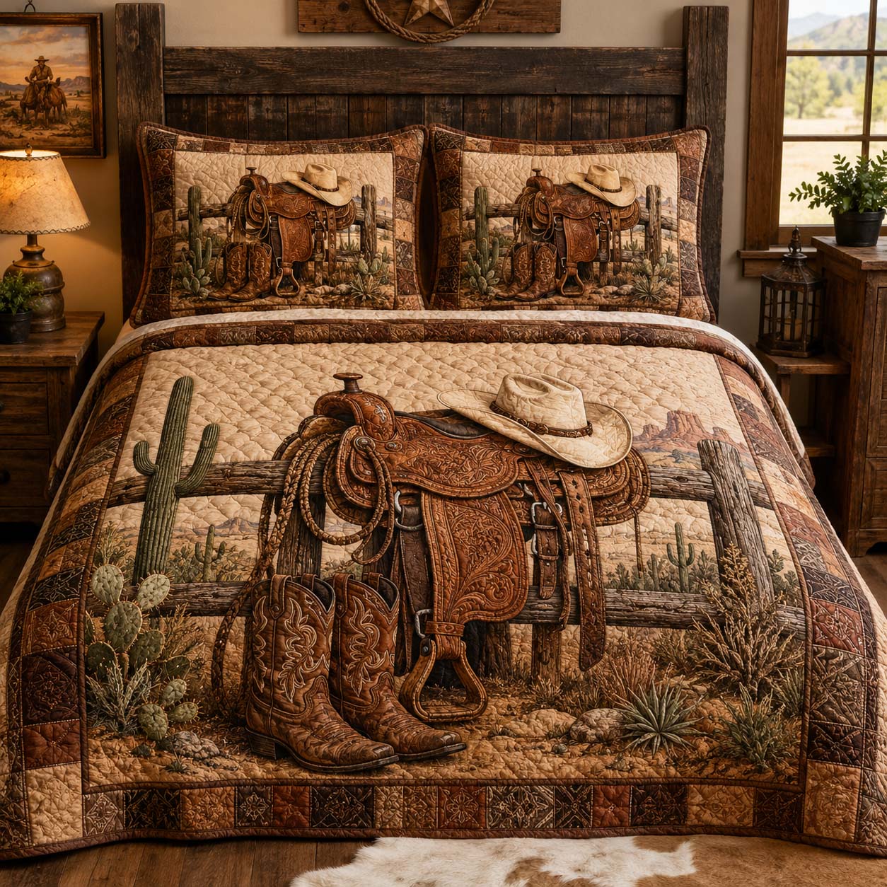 Desert Saddle 3-Piece Quilted Bedding Set NCU0QD046