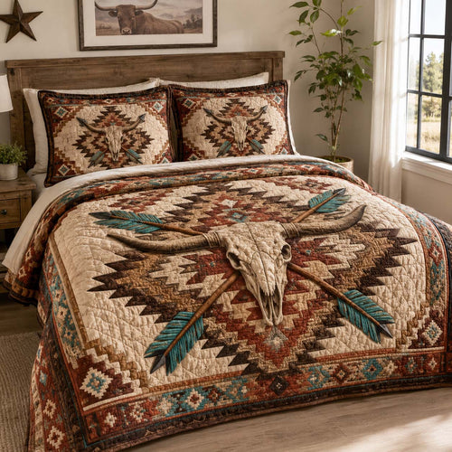Desert Skull 3-Piece Quilted Bedding Set NCU0QD033