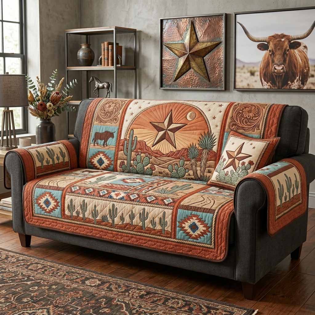 Desert Star Quilted Sofa Cover NCU0XD2855