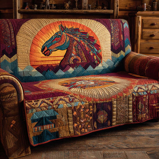 Desert Sunset Stallion Quilted Sofa Cover NCU0XD1823