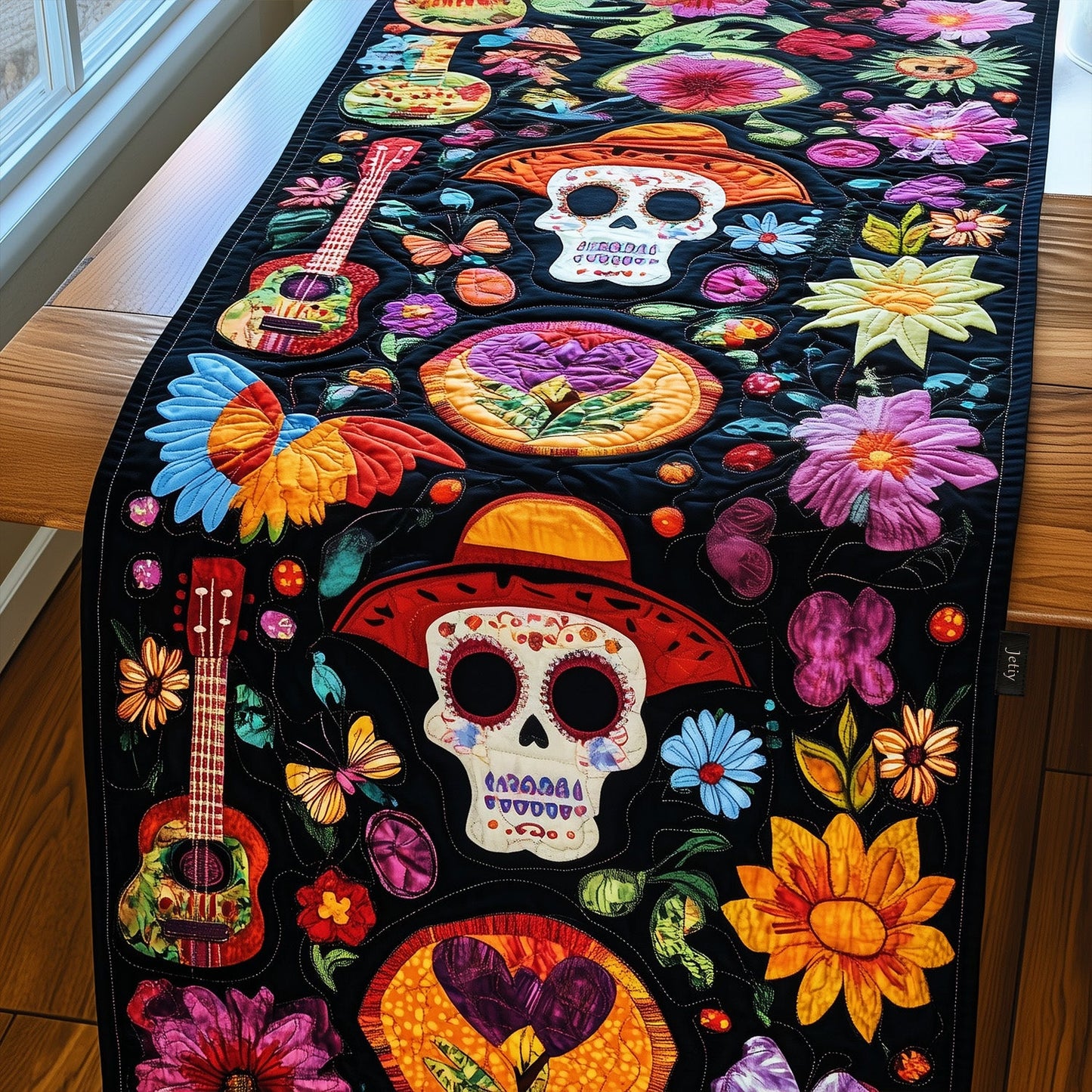 Dia De Los Muertos Christmas Glow Quilted Table Runner NCU0PT2096