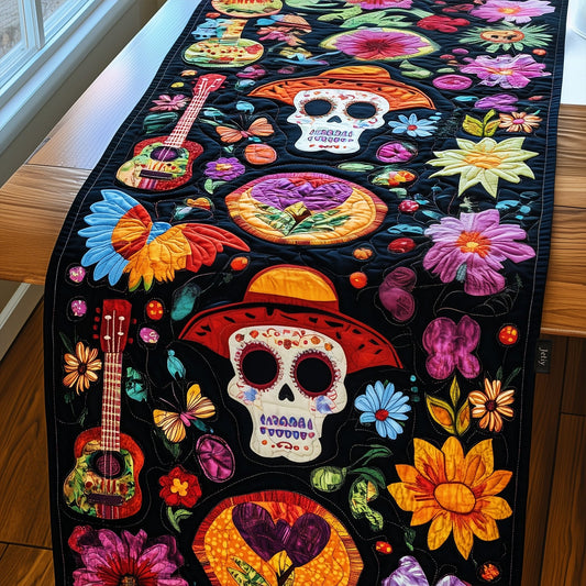 Dia De Los Muertos Christmas Glow Quilted Table Runner NCU0PT2096