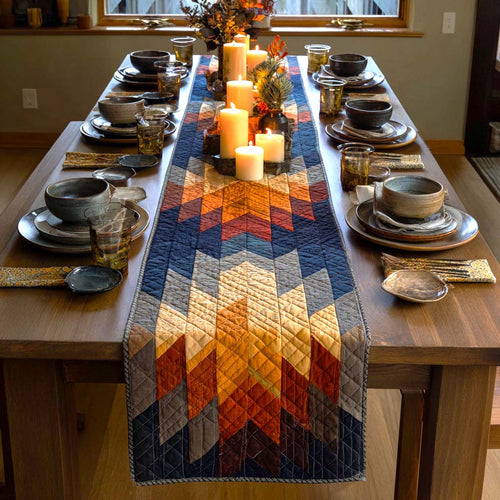 Diamond Sunrise Glow Quilted Table Runner NCU0XD178