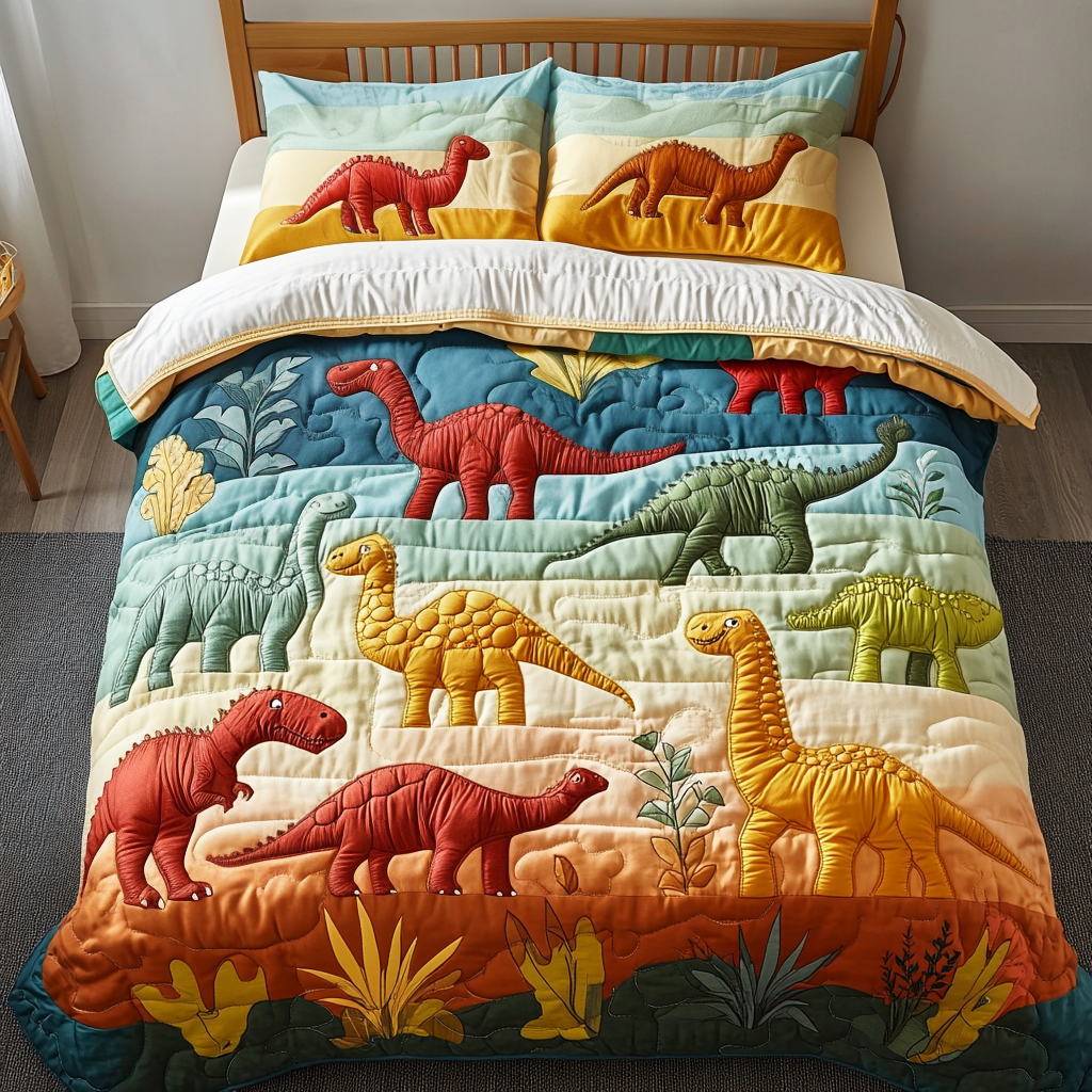 Dino Dreams 3-Piece Quilted Bedding Set NCU0VH3616