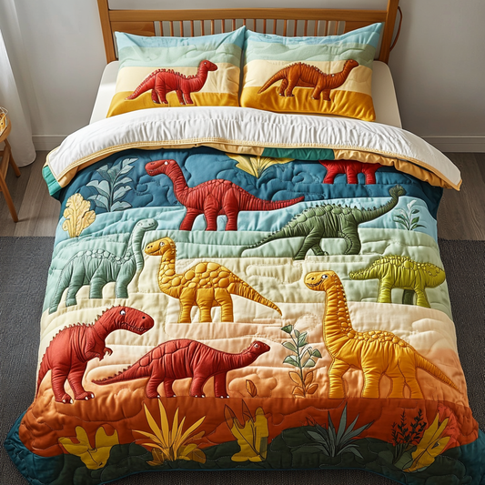 Dino Dreams 3-Piece Quilted Bedding Set NCU0VH3616