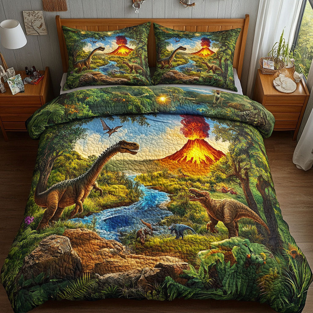 Dino Kingdom 3-Piece Quilted Bedding Set NCU0NT6913