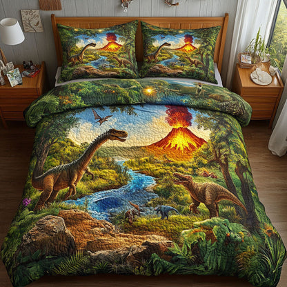 Dino Kingdom 3-Piece Quilted Bedding Set NCU0NT6913