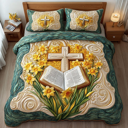 Divine Blooms 3-Piece Quilted Bedding Set NCU0NT6726