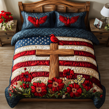 Divine Cross 3-Piece Quilted Bedding Set NCU0DK8157