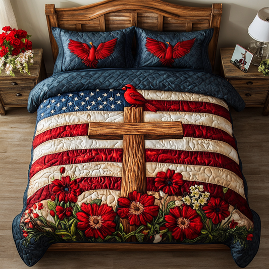 Divine Cross 3-Piece Quilted Bedding Set NCU0DK8157