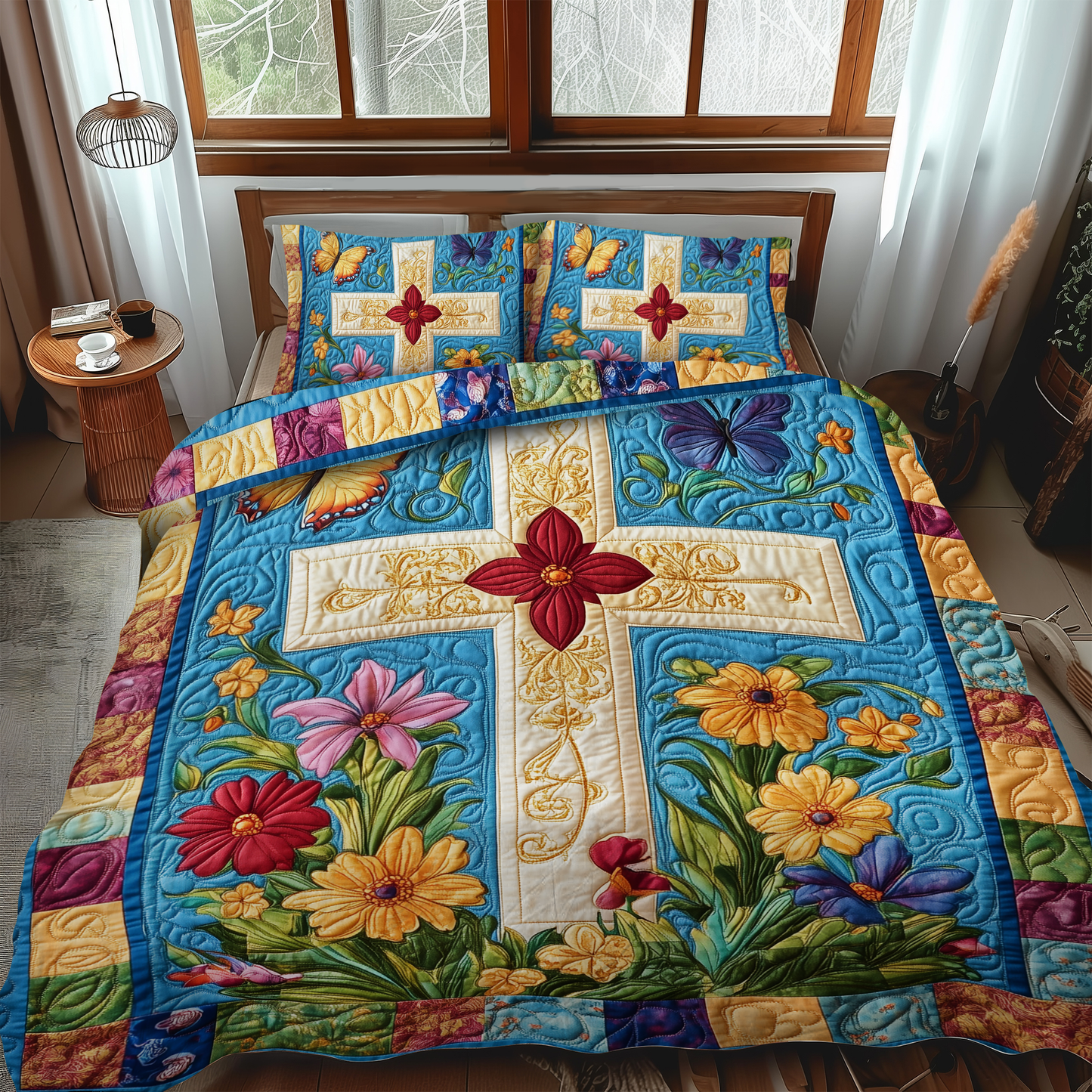 Divine Cross 3-Piece Quilted Bedding Set NCU0VL500