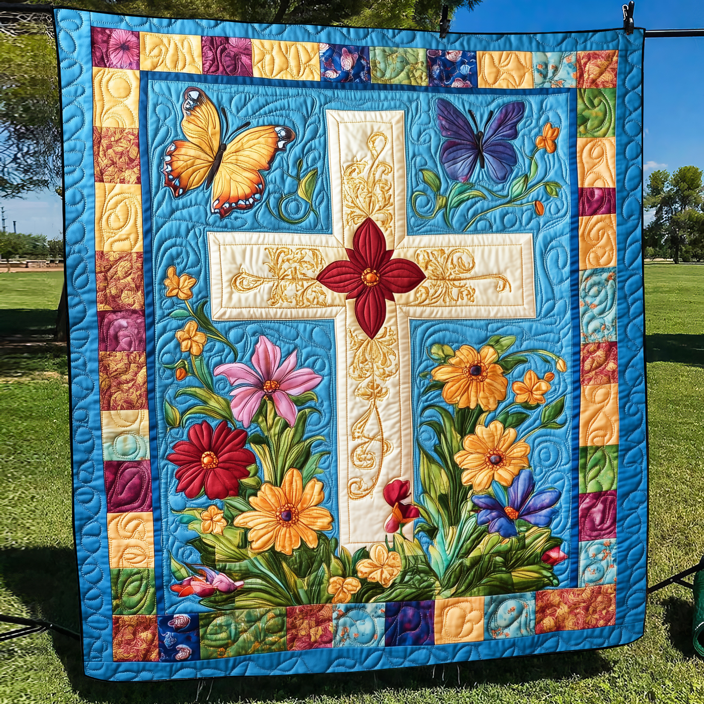 Divine Cross Quilted Blanket NCU0VL518