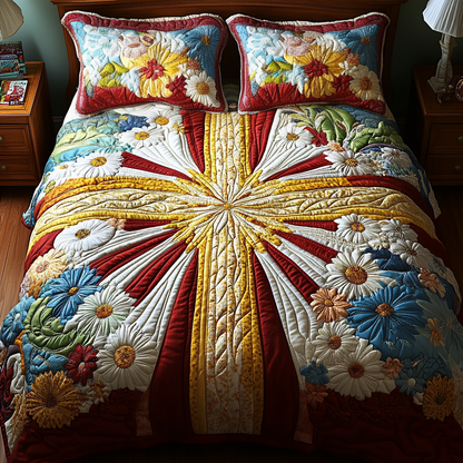 Divine Daisy 3-Piece Quilted Bedding Set NCU0VH2381