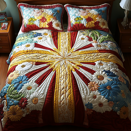 Divine Daisy 3-Piece Quilted Bedding Set NCU0VH2381