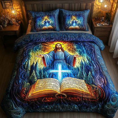 Divine Light Christ 3-Piece Quilted Bedding Set NCU0NT7814
