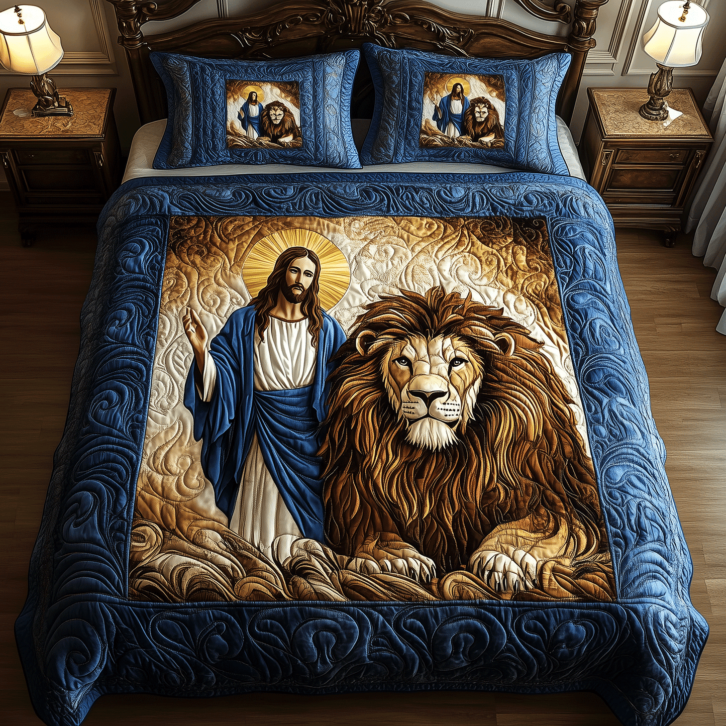 Divine Lion Heart 3-Piece Quilted Bedding Set NCU0TH2389