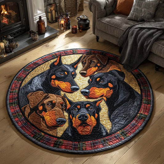 Doberman Christmas Guard Quilted Round Mat NCU0XD685