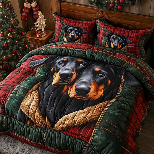 Doberman Duo 3-Piece Quilted Bedding Set NCU0XD739